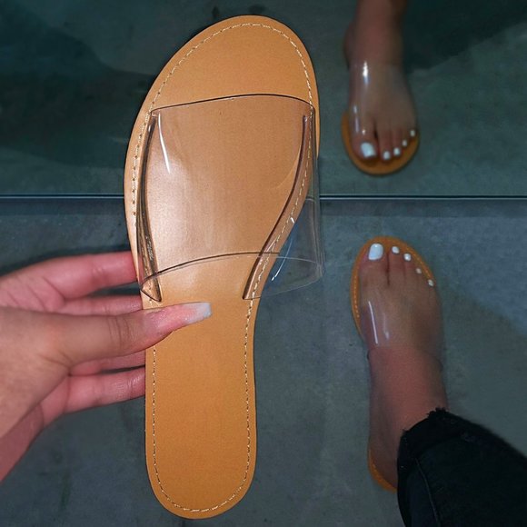 clear transparent flat sandals